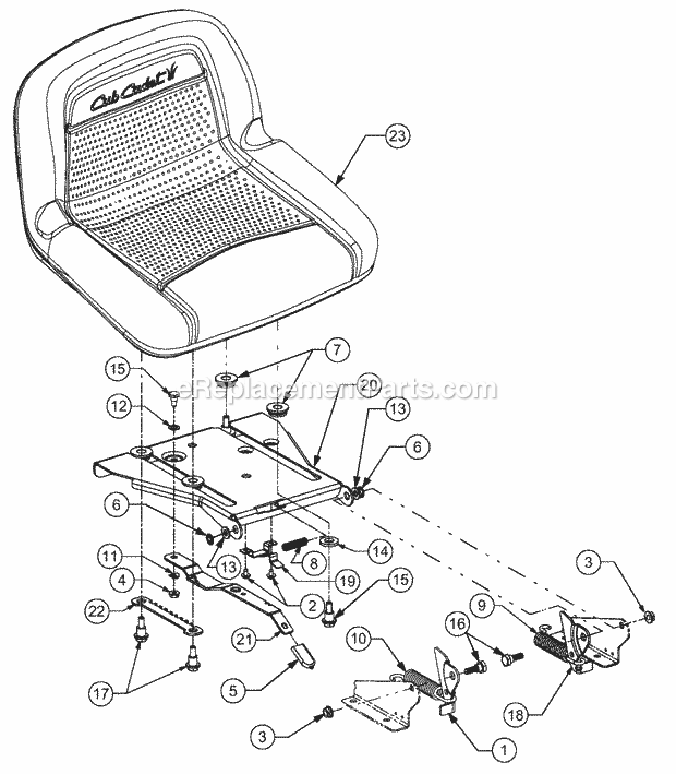 Adjustable Seat Diagram and Parts List for 1527 13A-241G100 Cub Cadet Lawn Tractor
